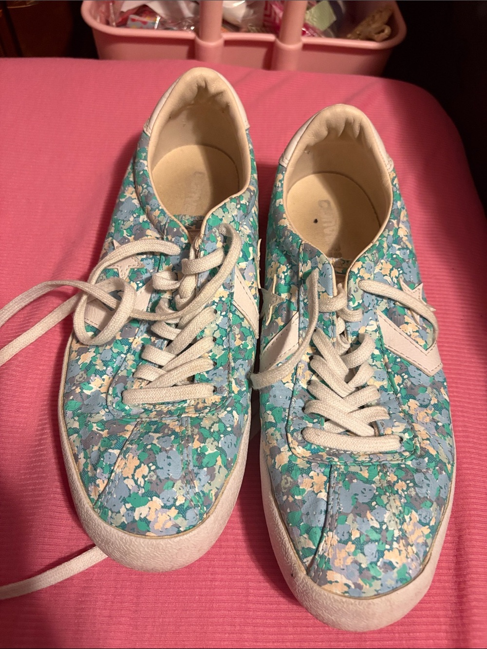 Converse Floral Speckled Aqua Blue Green Low-Top Sneakers